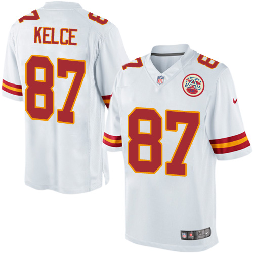 Men's Limited Travis Kelce Nike Jersey White Road - #87 NFL Kansas City Chiefs